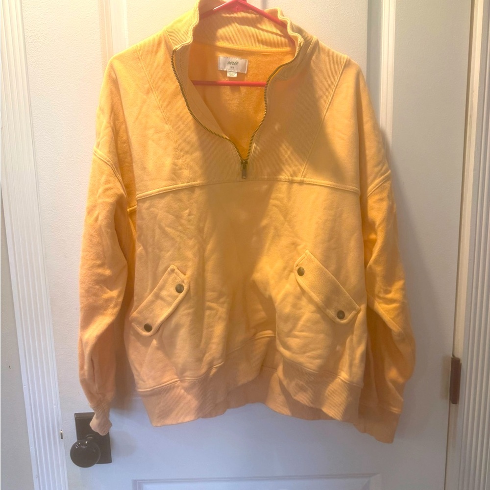 Aerie Luxe Motto Quarter Zip Sweatshirt Sz M